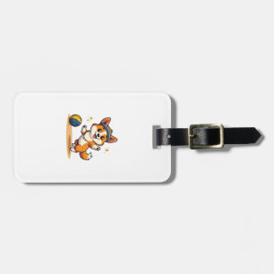 Vintage Corgi Volleyball Dog Vector Illustration S Luggage Tag