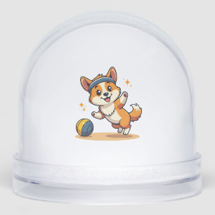 Vintage Corgi Volleyball Dog Vector Illustration S Snowglobe