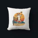 Vintage Corgi Volleyball Retro Sunset Vector Illus Throw Pillow<br><div class="desc">Vintage Corgi Volleyball Retro Sunset Vector Illustration 2</div>