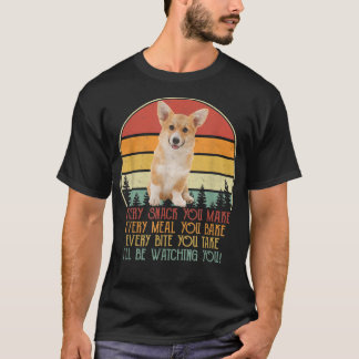 Vintage Corgi Will Be Watching You Dog Lover  T-Shirt