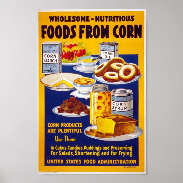Vintage Corn based foods Ad Poster (Front)