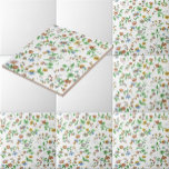 Vintage Cornflowers Roses & Sweet Peas Pattern Tile<br><div class="desc">This is a digitally enhanced print derived from an antique Victorian 1800's block-printed design of curving stems from which grow a variety of flowers including cornflowers,  bell flowers,  roses,  and sweet peas. Printed in lavender,  red,  yellow,  blue and green pattern. You can customize the background colour.</div>