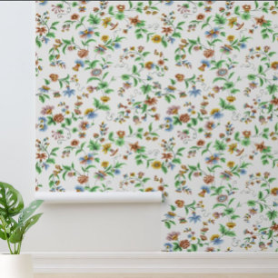 Vintage Cornflowers Roses & Sweet Peas Pattern Wallpaper