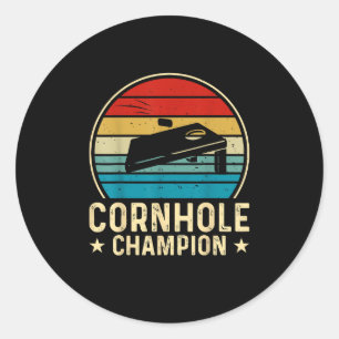 Vintage Cornhole Player Funny Cornhole Champion Classic Round Sticker