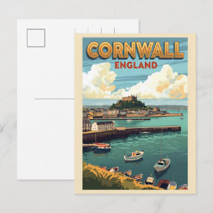 Vintage Cornwall county cliffs England gifts Holiday Postcard