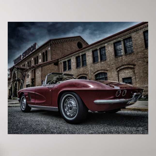 Vintage corvette muscle car poster (Front)