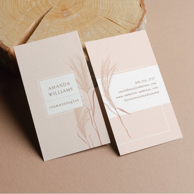 Vintage Cosmetology Pampas Grass Floral Business Card (Creator Uploaded)