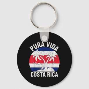 Vintage Costa Rica Flag Pura Vida Beach Summer Vac Keychain