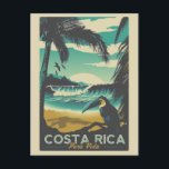Vintage Costa Rica Ocean Beach Toucan Travel Postcard<br><div class="desc">Anyone would love to receive this vintage travel postcard featuring a retro illustatration of an ocean beach and a toucan in Costa Rica!</div>