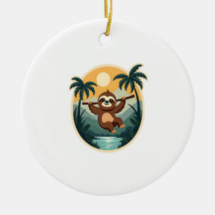 Vintage Costa Rica Sloth Tropical Travel Shirt 2 Ceramic Ornament