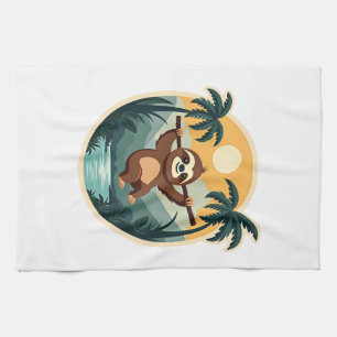Vintage Costa Rica Sloth Tropical Travel Shirt 2 Kitchen Towel