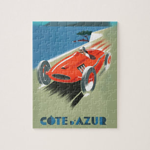 Vintage Cote D'Azur Automobile Racing Illustration Jigsaw Puzzle