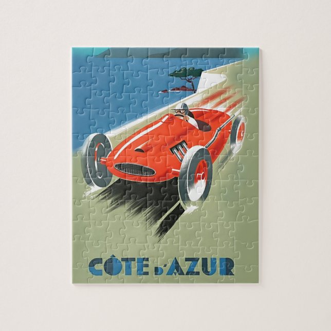Vintage Cote D'Azur Automobile Racing Illustration Jigsaw Puzzle (Vertical)