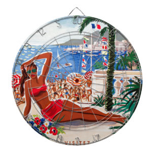 Vintage Cote D'Azur Beach Girl Dartboard