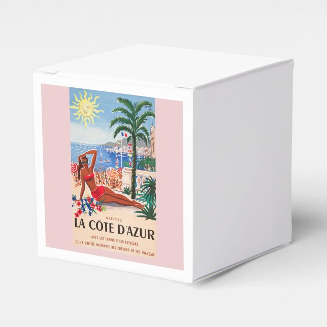 Vintage Cote D'Azur Beach Girl Favor Box (Front Side)