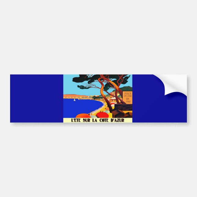 Vintage Cote D'Azur French Travel Bumper Sticker (Front)