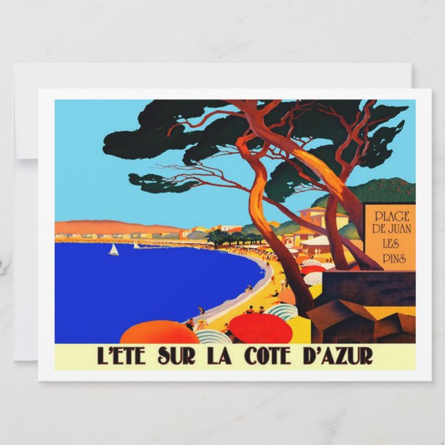 Vintage Cote D'Azur French Travel Card (Front)