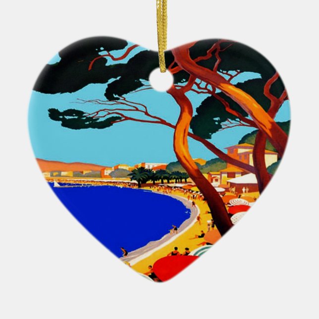 Vintage Cote D'Azur French Travel Ceramic Ornament (Front)