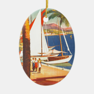 Vintage Cote D'Azur French Travel Ceramic Ornament