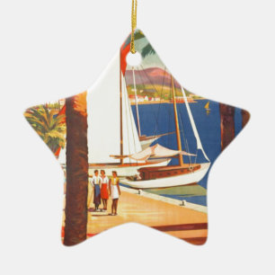 Vintage Cote D'Azur French Travel Ceramic Ornament