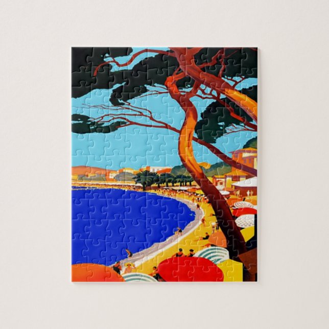 Vintage Cote D'Azur French Travel Jigsaw Puzzle (Vertical)