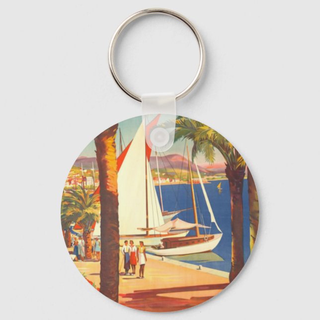 Vintage Cote D'Azur French Travel Keychain (Front)