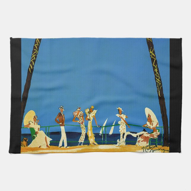 Vintage Cote D'Azur French Travel Kitchen Towel (Horizontal)