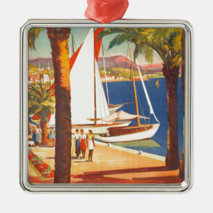 Vintage Cote D'Azur French Travel Metal Ornament