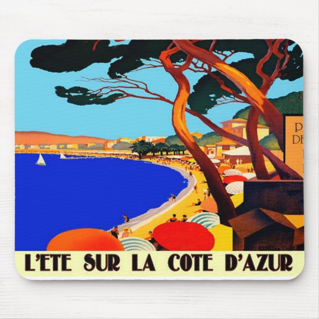 Vintage Cote D'Azur French Travel Mouse Pad (Front)