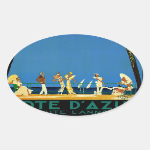Vintage Cote D'Azur French Travel Oval Sticker