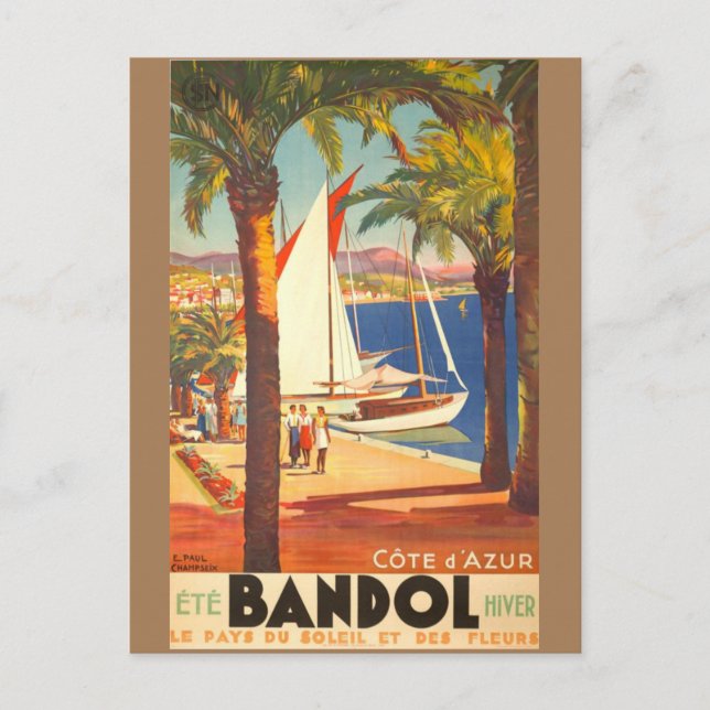 Vintage Cote D'Azur French Travel Postcard (Front)