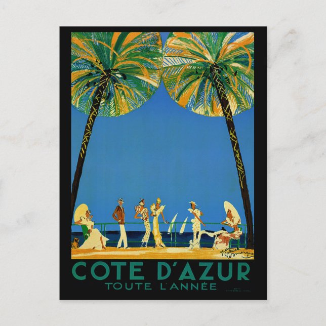 Vintage Cote D'Azur French Travel Postcard (Front)