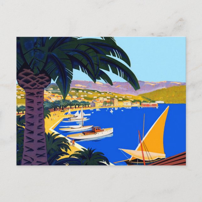 Vintage Cote D'Azur French Travel Postcard (Front)