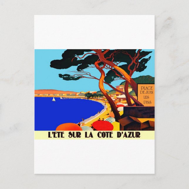 Vintage Cote D'Azur French Travel Postcard (Front)