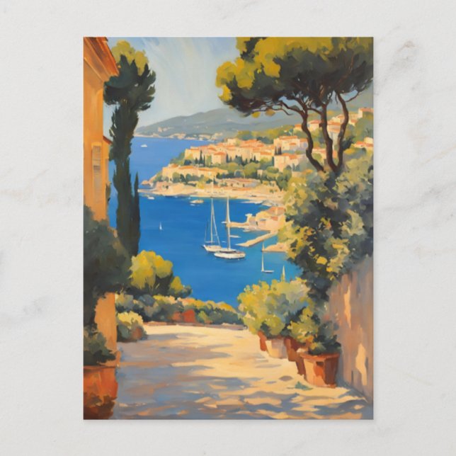 Vintage Cote D'Azur French Travel Postcard (Front)