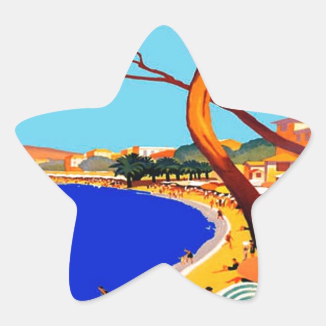Vintage Cote D'Azur French Travel Star Sticker (Front)