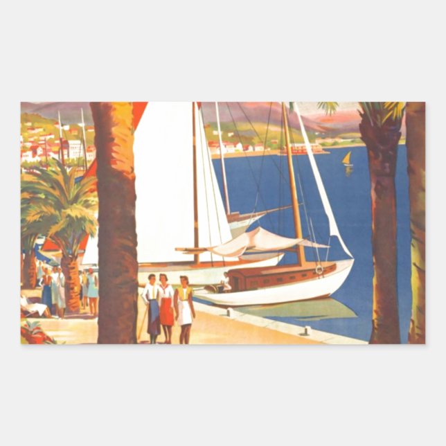 Vintage Cote D'Azur French Travel Sticker (Front)