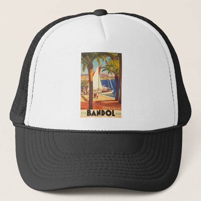 Vintage Cote D'Azur French Travel Trucker Hat (Front)