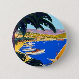 Vintage Cote D'Azur Travel 2 Inch Round Button