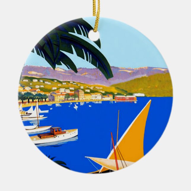 Vintage Cote D'Azur Travel Ceramic Ornament (Front)