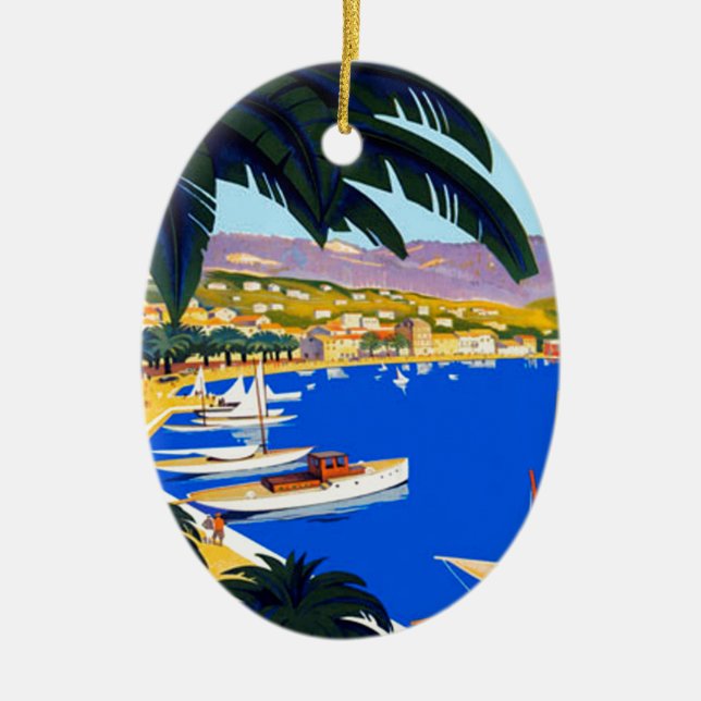 Vintage Cote D'Azur Travel Ceramic Ornament (Front)