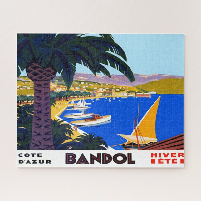 Vintage Cote D'Azur Travel Illustration Jigsaw Puzzle (Horizontal)