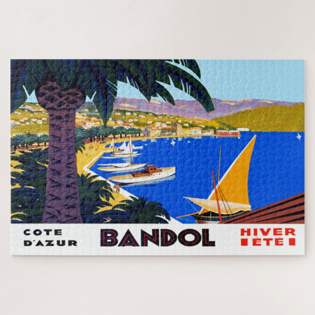 Vintage Cote D'Azur Travel Illustration Jigsaw Puzzle