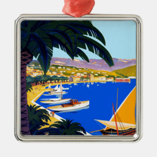 Vintage Cote D'Azur Travel Metal Ornament