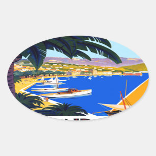Vintage Cote D'Azur Travel Oval Sticker