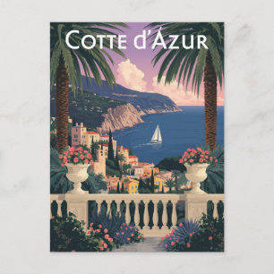 Vintage Côte d'Azur Travel Poster - French Riviera Postcard