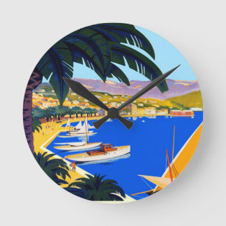 Vintage Cote D'Azur Travel Round Clock