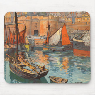 Vintage Cote d'Emeraude Saint Malo Port Tourism Mouse Pad
