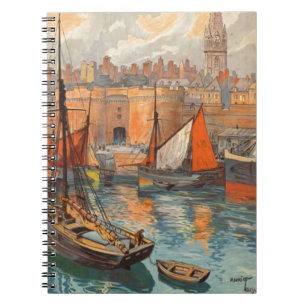 Vintage Cote d'Emeraude Saint Malo Port Tourism Notebook