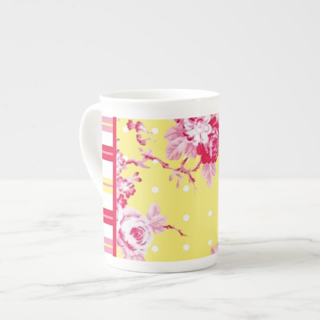 Vintage Cottage Bone China Mug (Front Left)